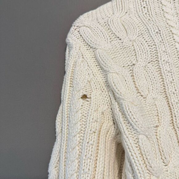 Chaps Ralph Lauren Women’s White Cable Sweater Size Large - Picture 4 of 8